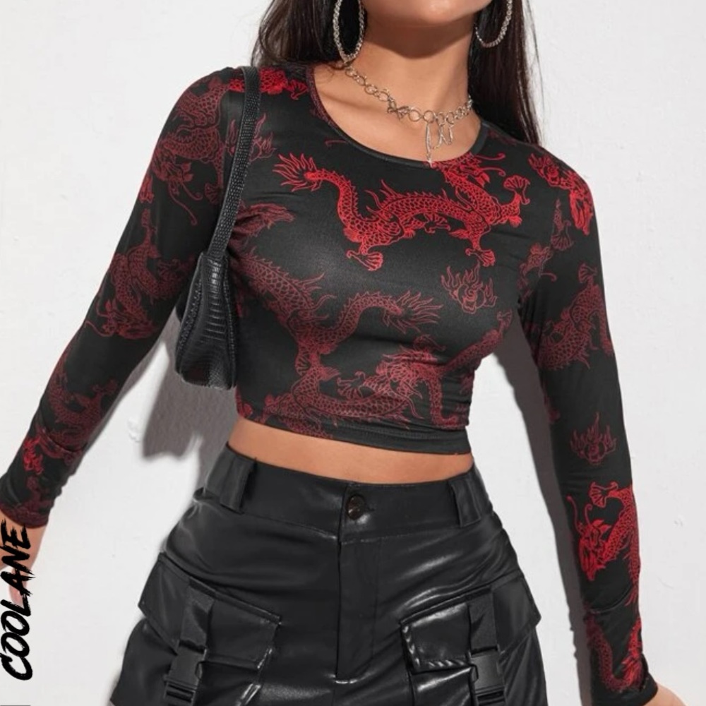 Wrap Tops ❤️ Dragon Print Asian